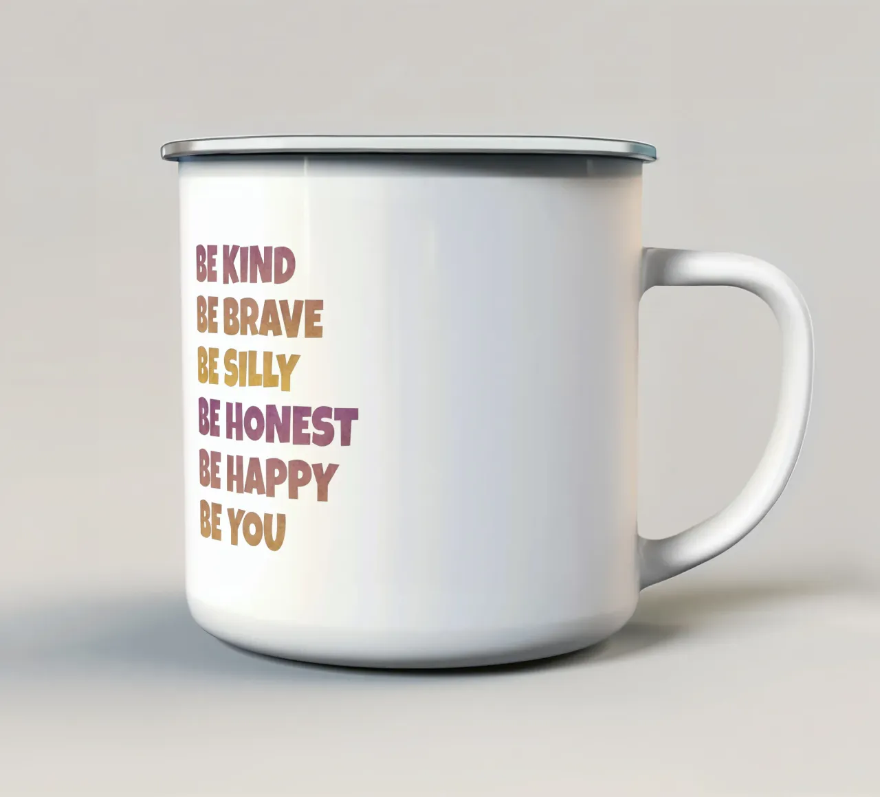 Sii gentile, sii coraggioso, sii te stesso tazza in smalto da Doodle Dreams Art