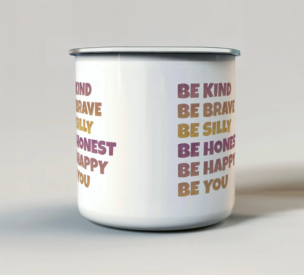 Sii gentile, sii coraggioso, sii te stesso tazza in smalto da Doodle Dreams Art
