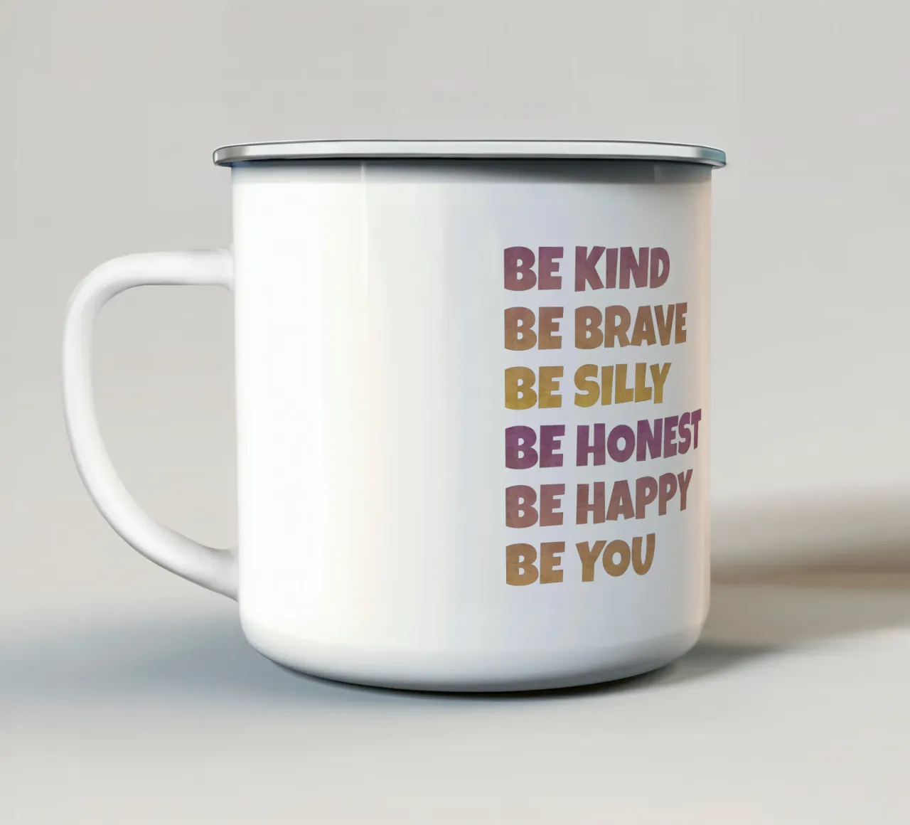 Sii gentile, sii coraggioso, sii te stesso tazza in smalto da Doodle Dreams Art