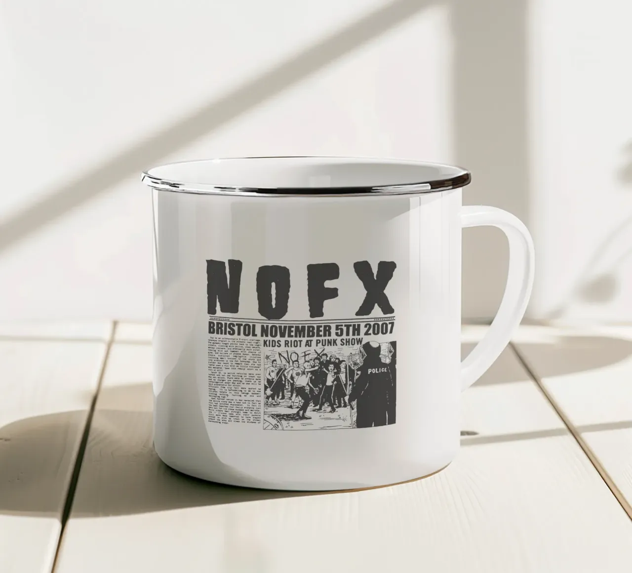 NOFX Stile giornale tazza in smalto da mannys_artt