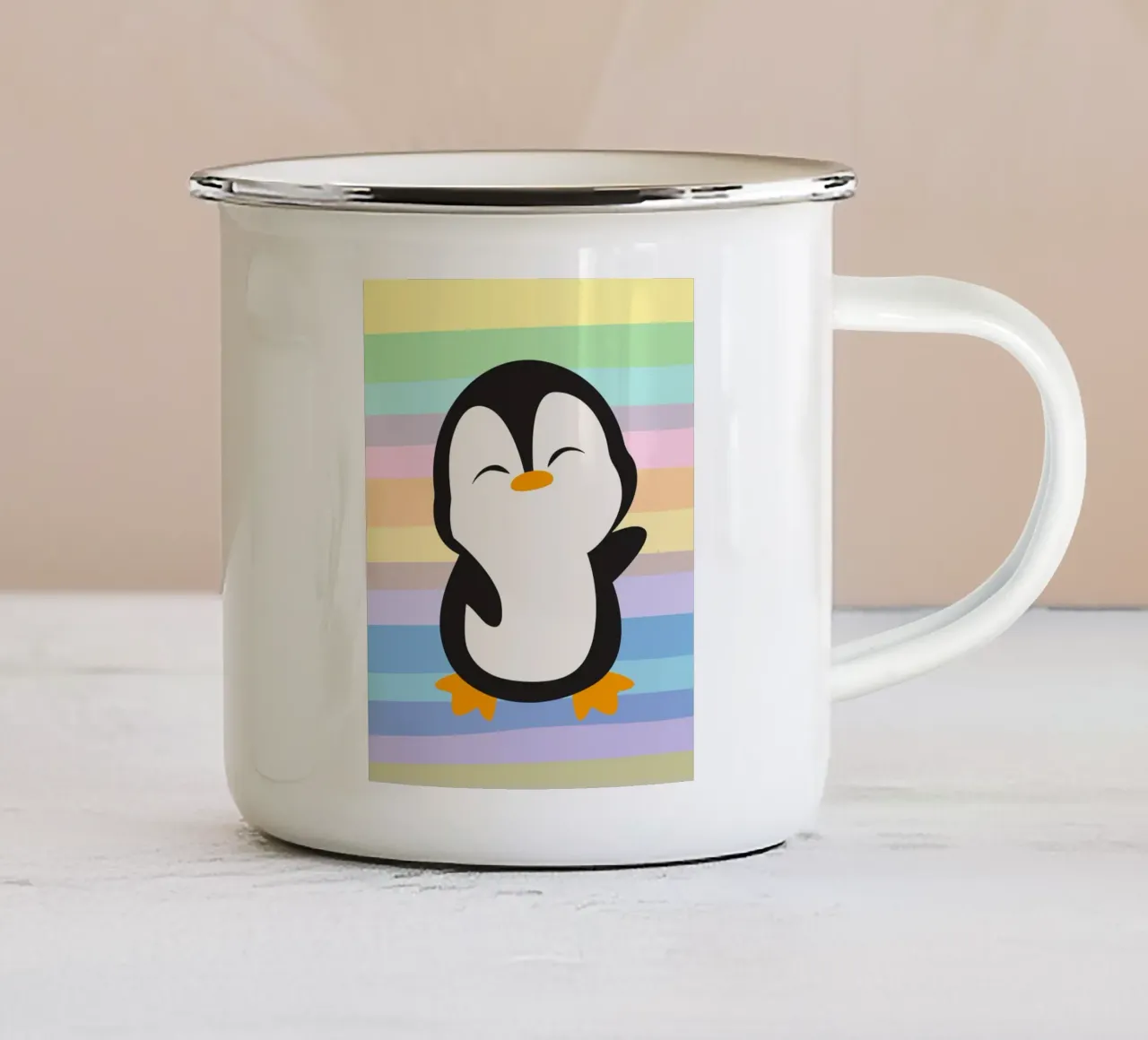 cute animal in rainbow tazza in smalto da Creaton