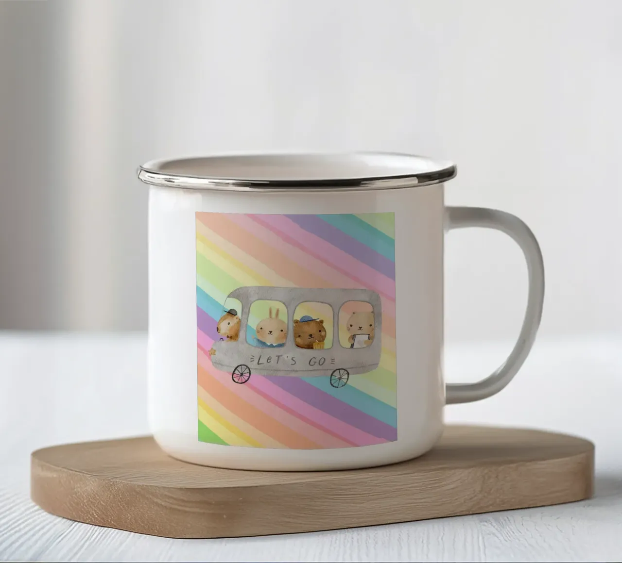 bus cute in rainbow tazza in smalto da Creaton