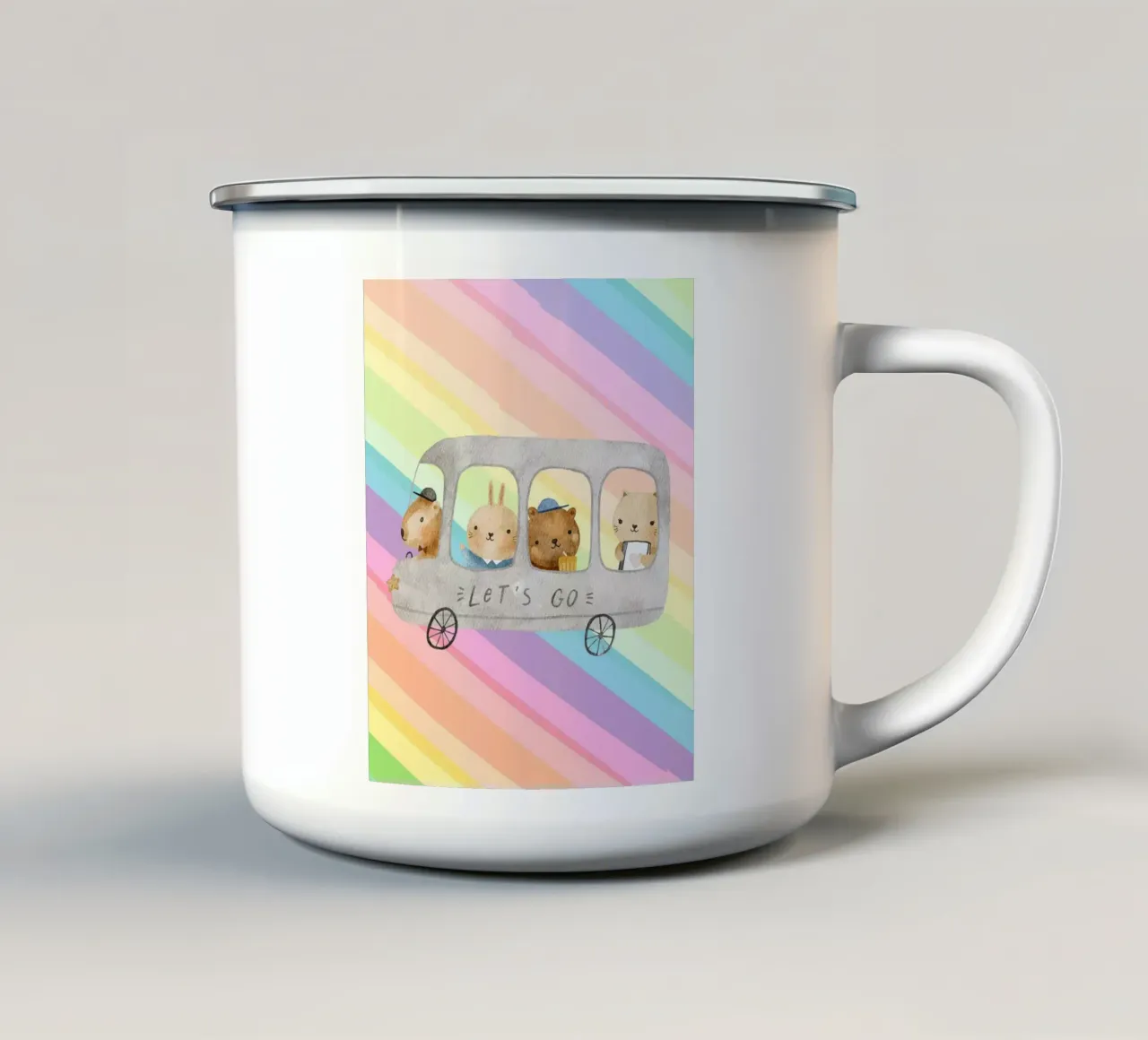 bus cute in rainbow tazza in smalto da Creaton