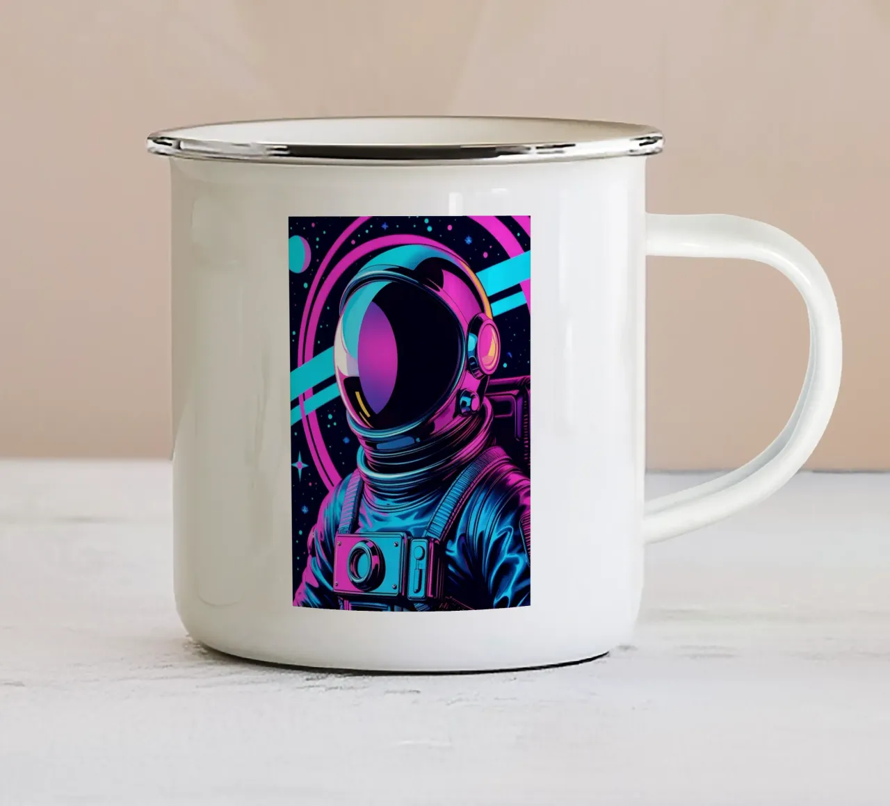 ritratto di astronauta tazza in smalto da Botanical Gallery