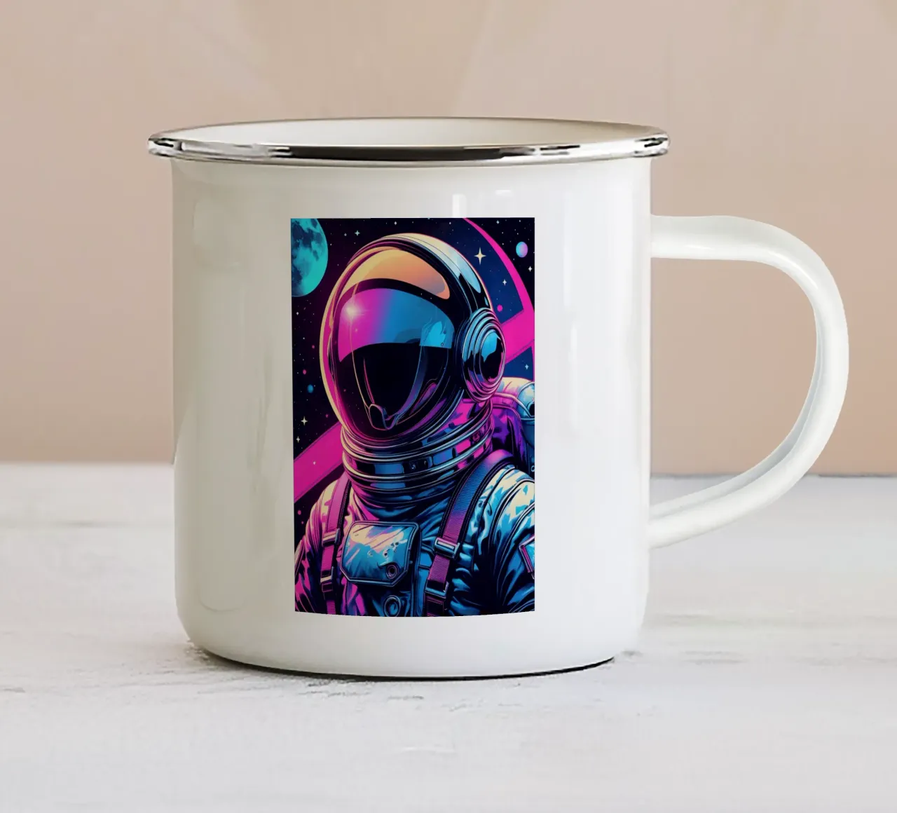 ritratto di astronauta tazza in smalto da Botanical Gallery