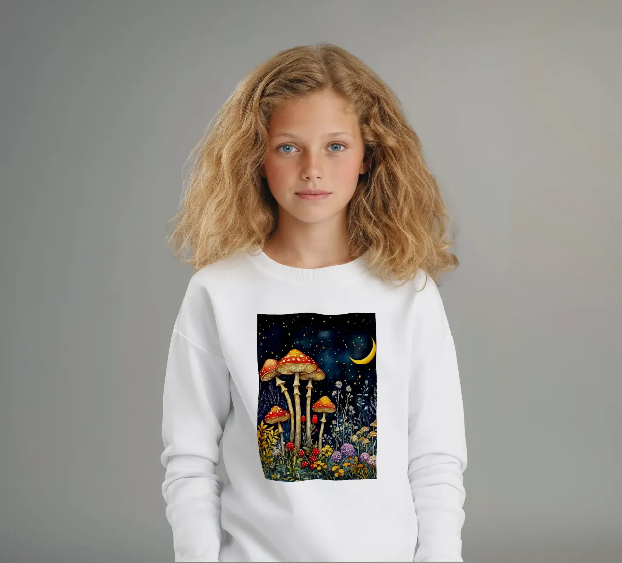 Funghi di notte felpa bambino da Justyna Jaszke JBJart