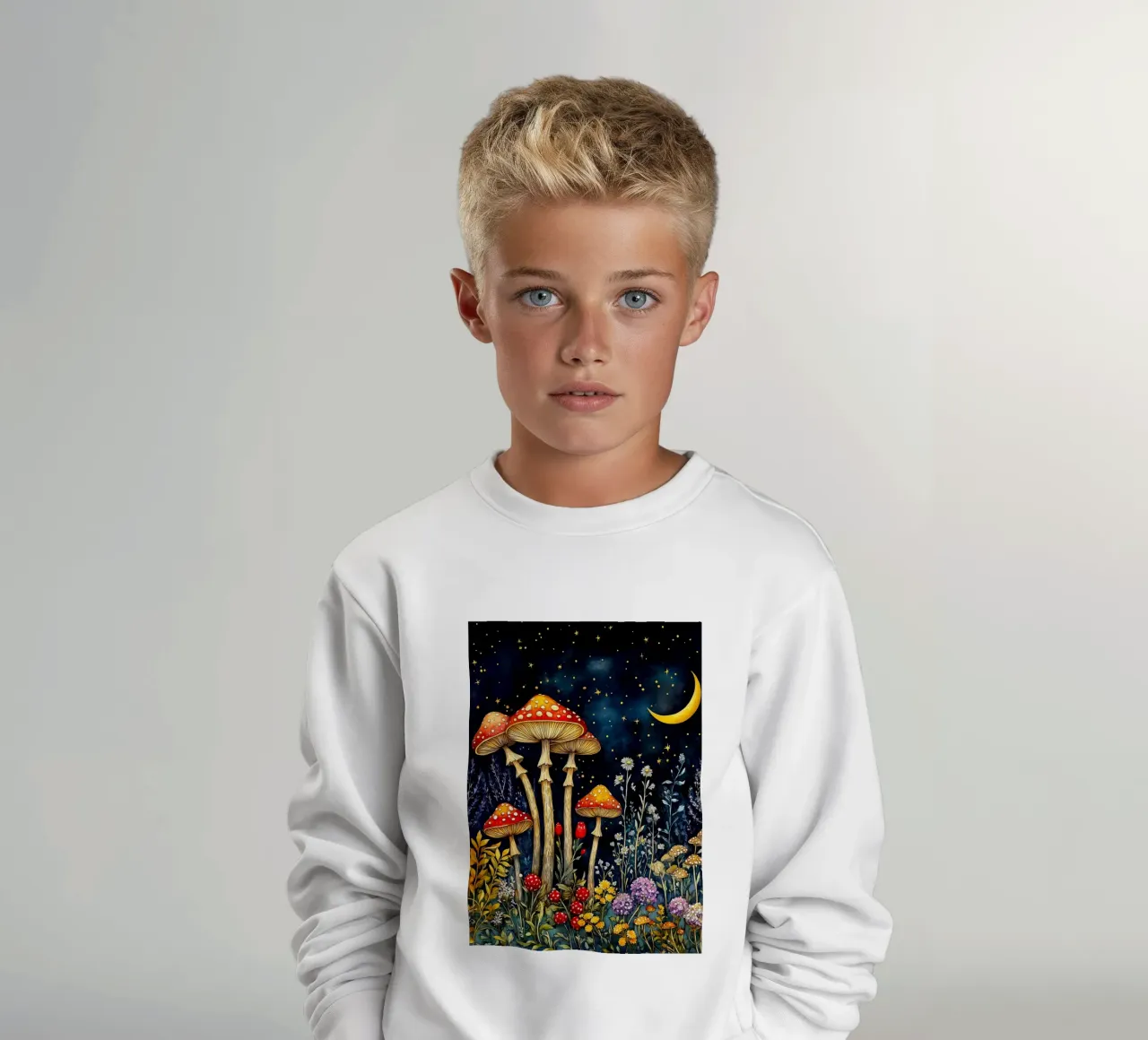 Funghi di notte felpa bambino da Justyna Jaszke JBJart