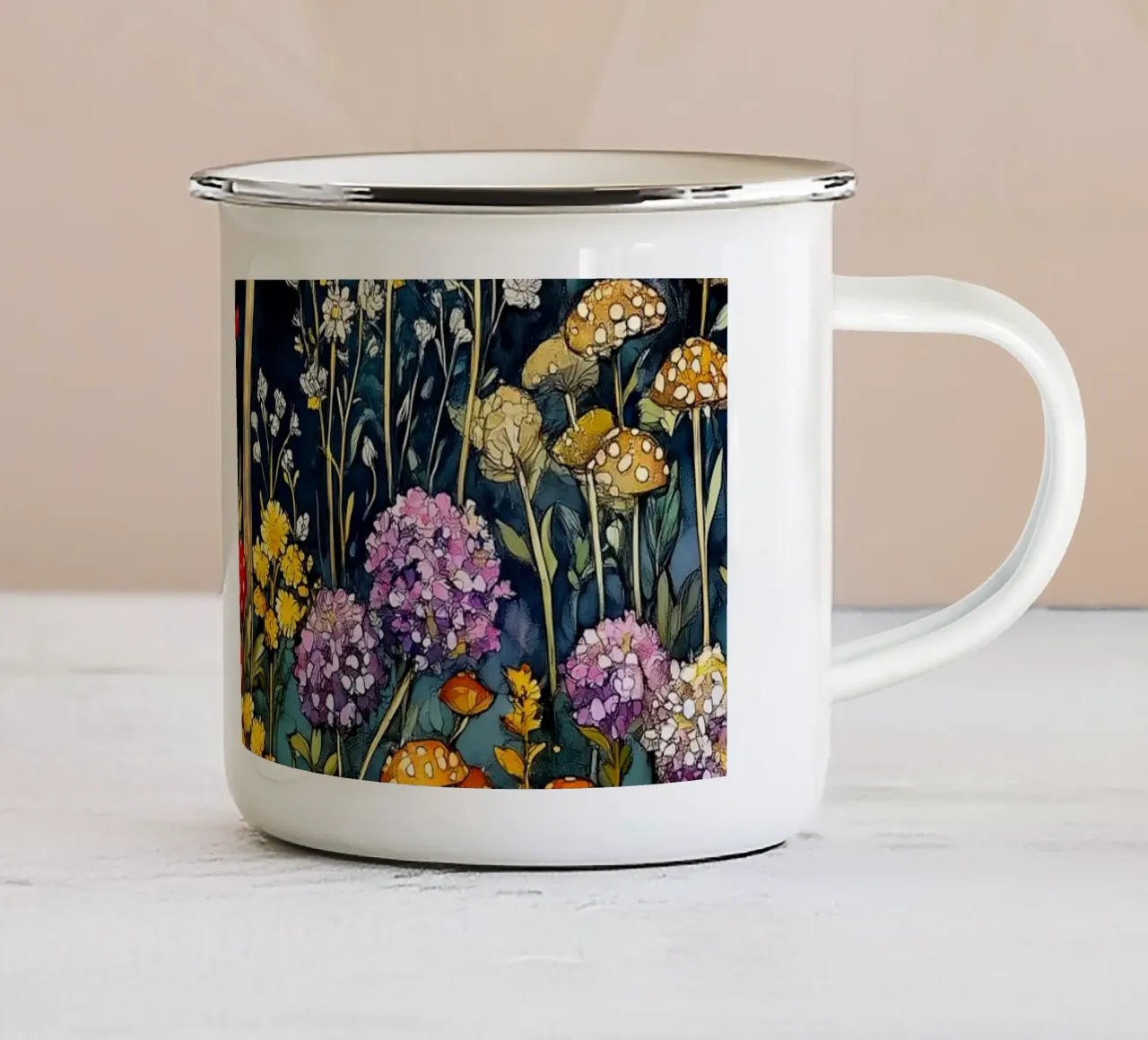 Funghi di notte tazza in smalto da Justyna Jaszke JBJart
