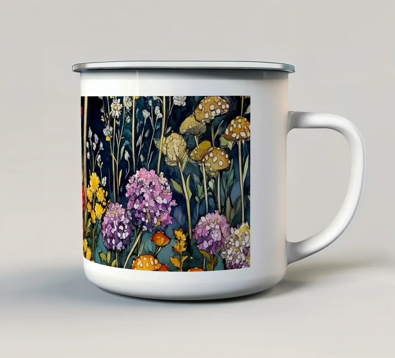 Funghi di notte tazza in smalto da Justyna Jaszke JBJart
