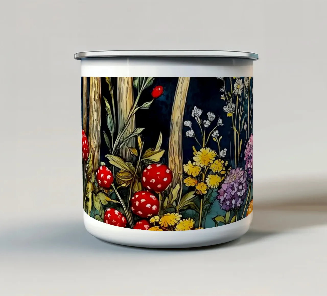 Funghi di notte tazza in smalto da Justyna Jaszke JBJart