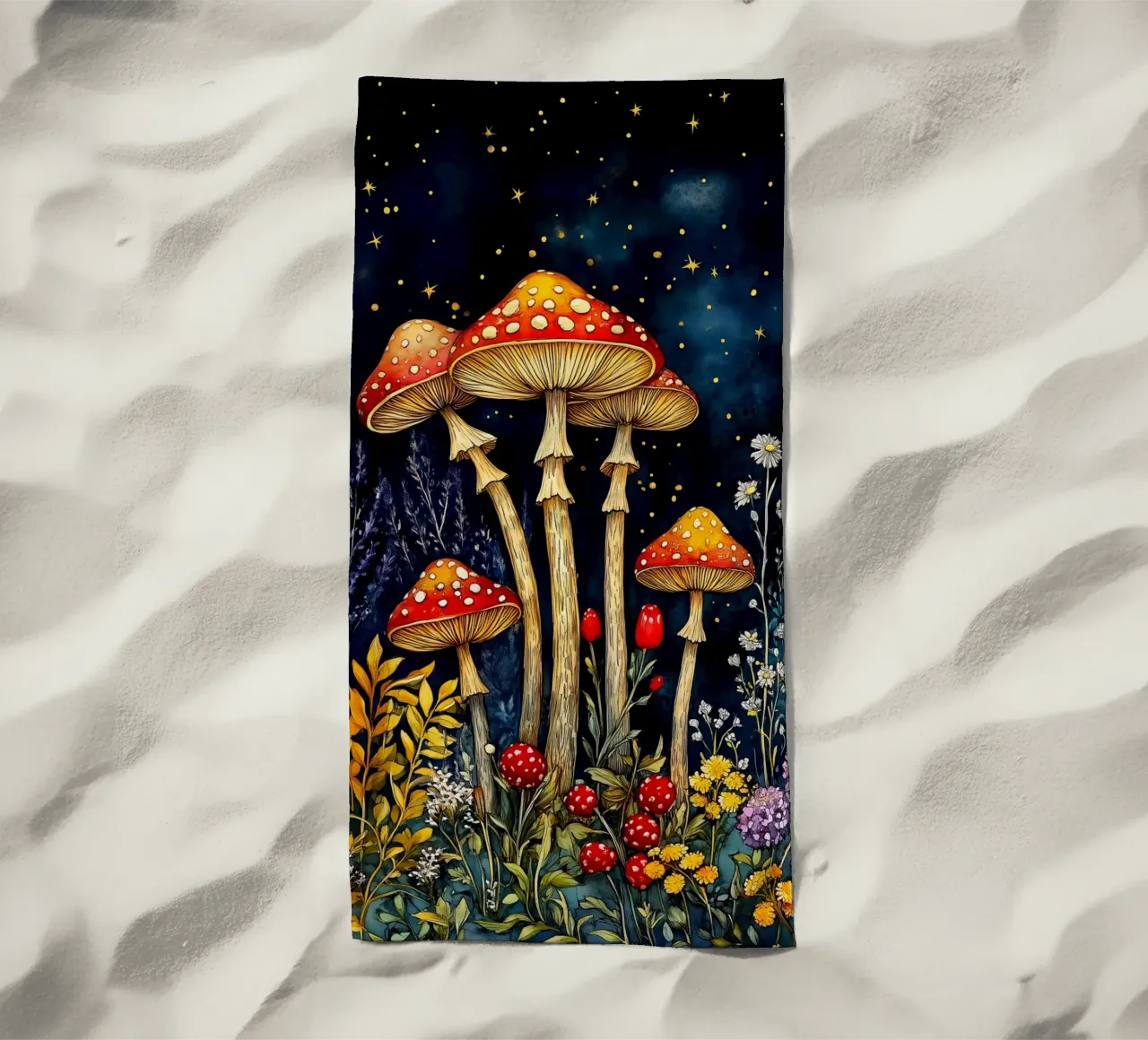 Funghi di notte telo mare da Justyna Jaszke JBJart