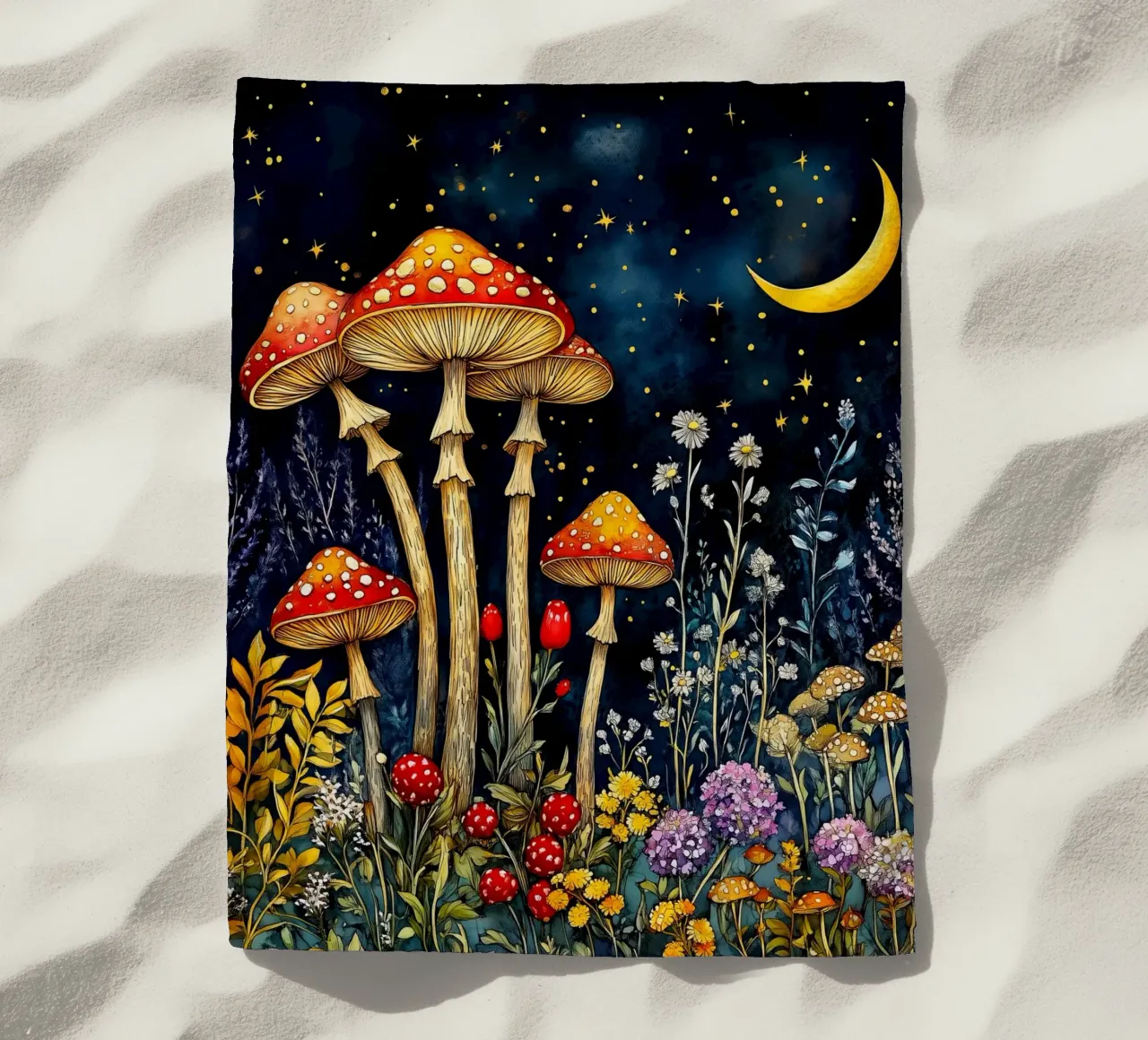 Funghi di notte telo mare da Justyna Jaszke JBJart