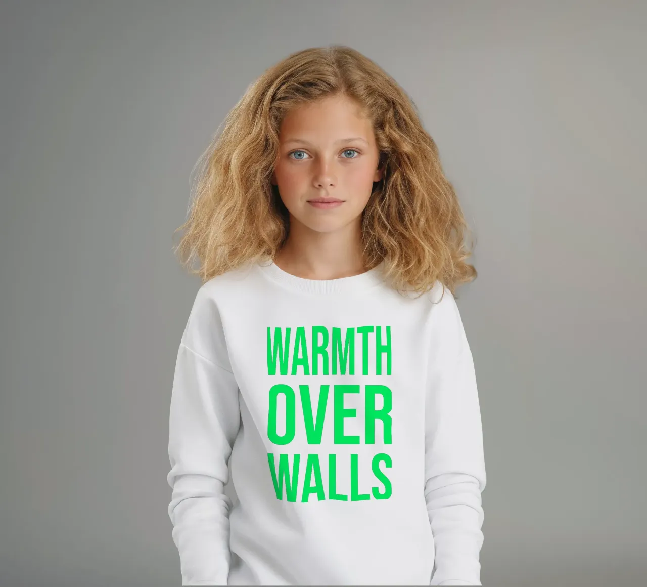 OVER series- bold letters, brave values (5 colors) felpa bambino da FRICKE DESIGN