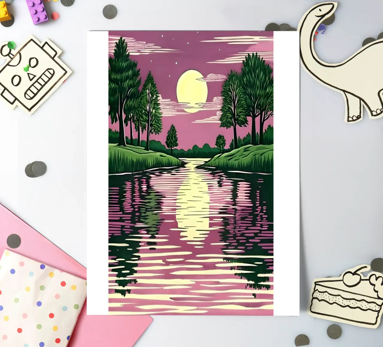 Moonlit Reflection sticker sheet by Artistic-shop