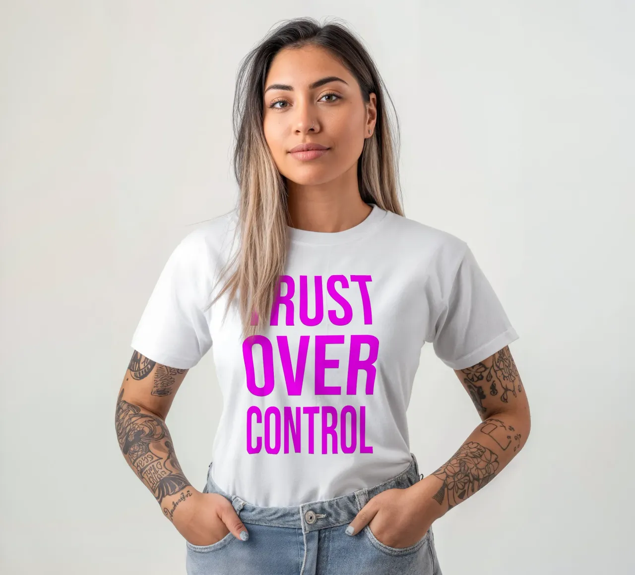 OVER series- bold letters, brave values (5 colors) t-shirt da FRICKE DESIGN