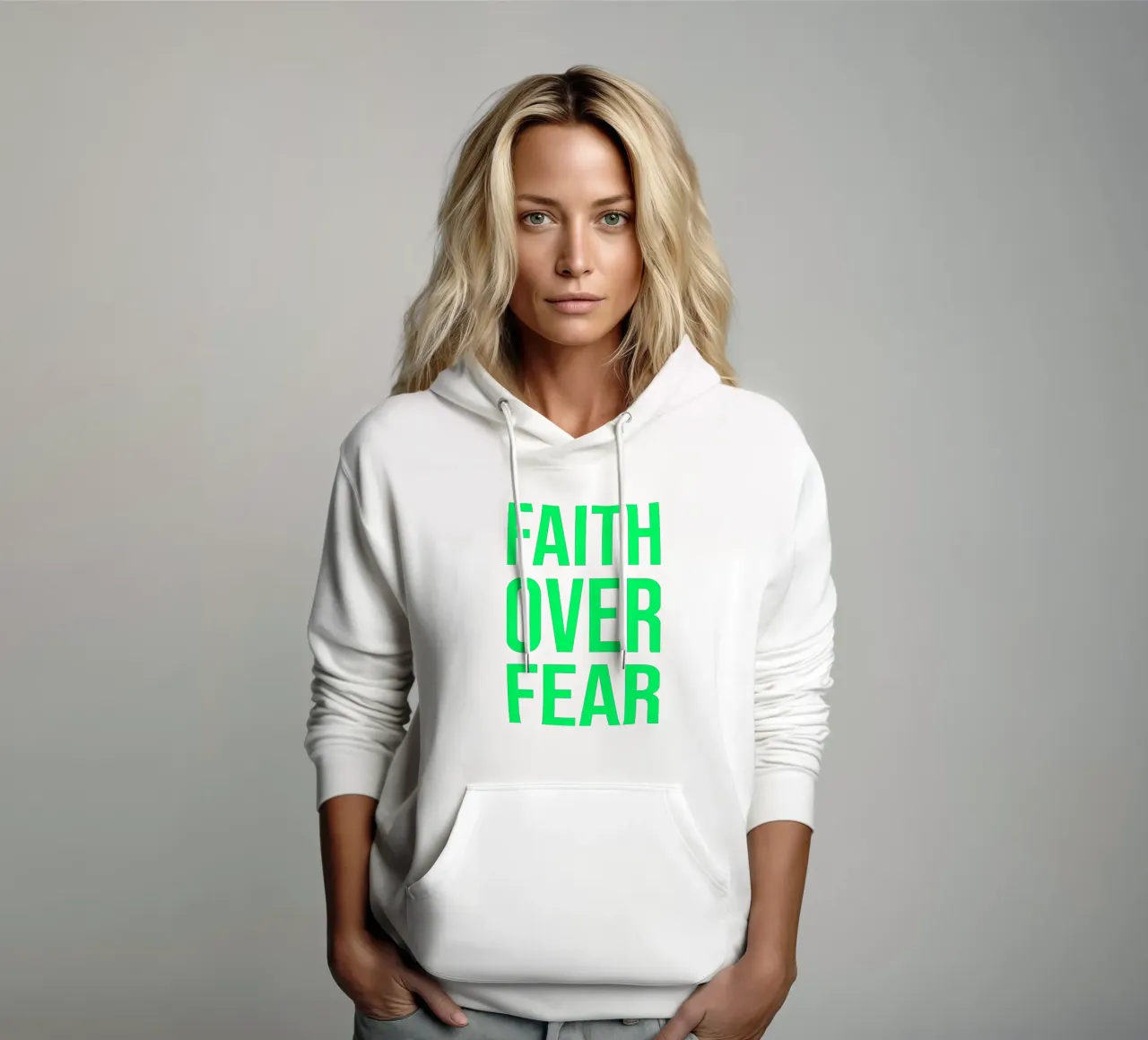 OVER series- bold letters, brave values (5 colors) felpa con cappuccio da FRICKE DESIGN