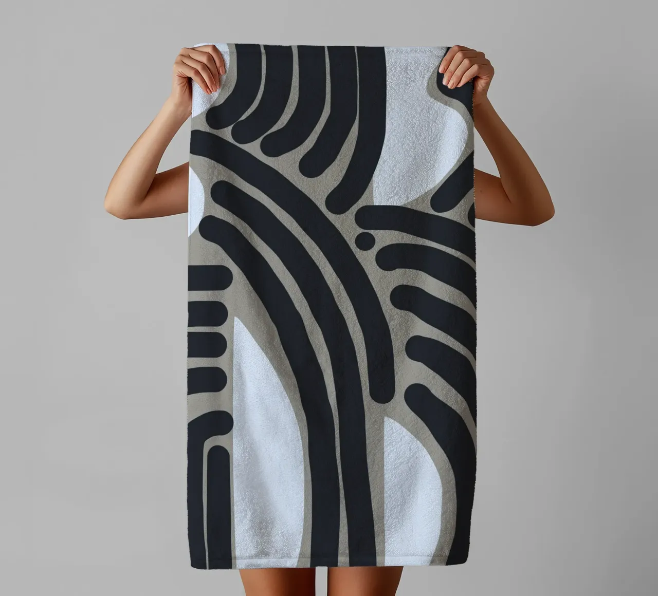 Untitled black and white pattern towel by Little Dean