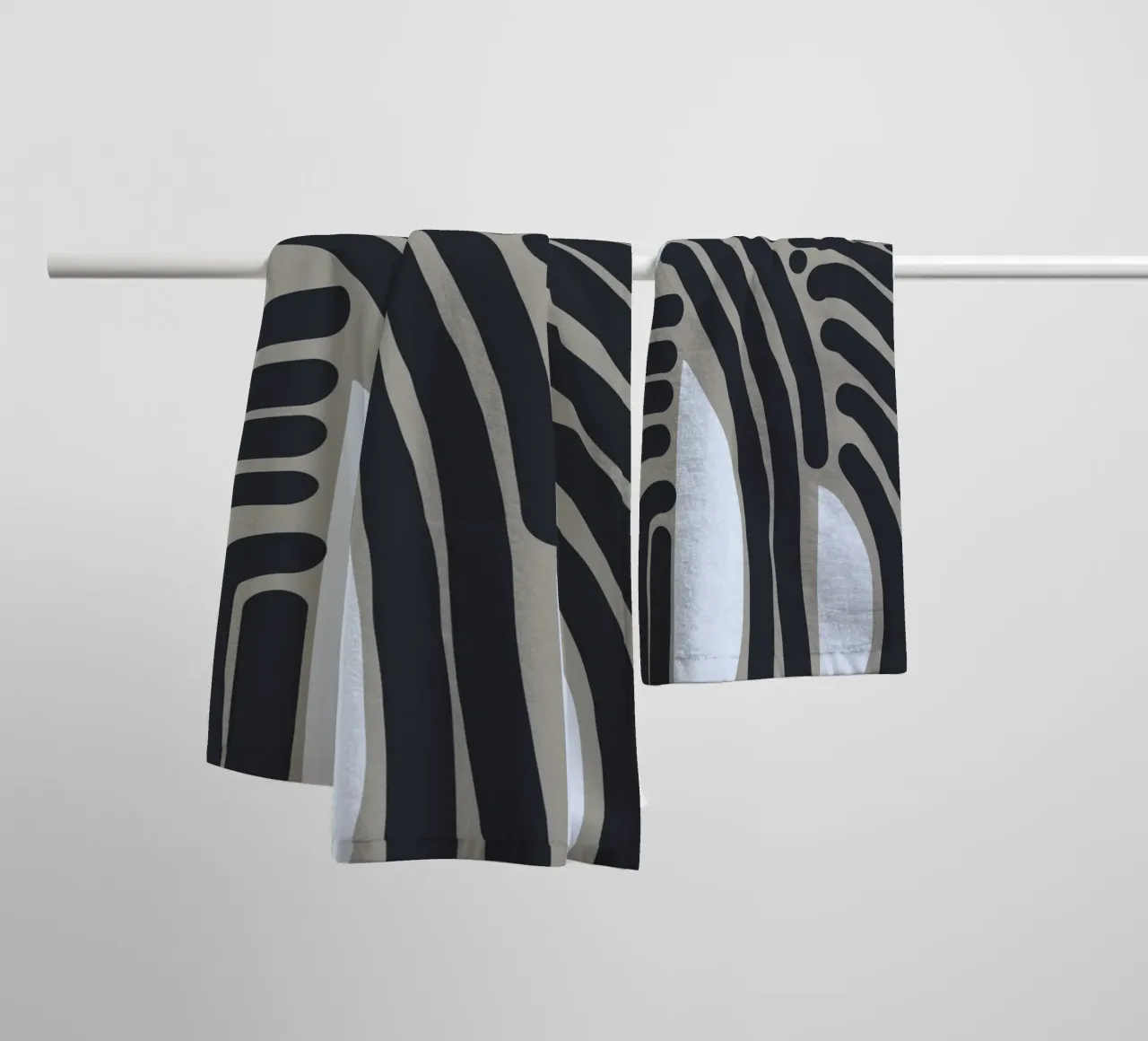 Untitled black and white pattern towel by Little Dean