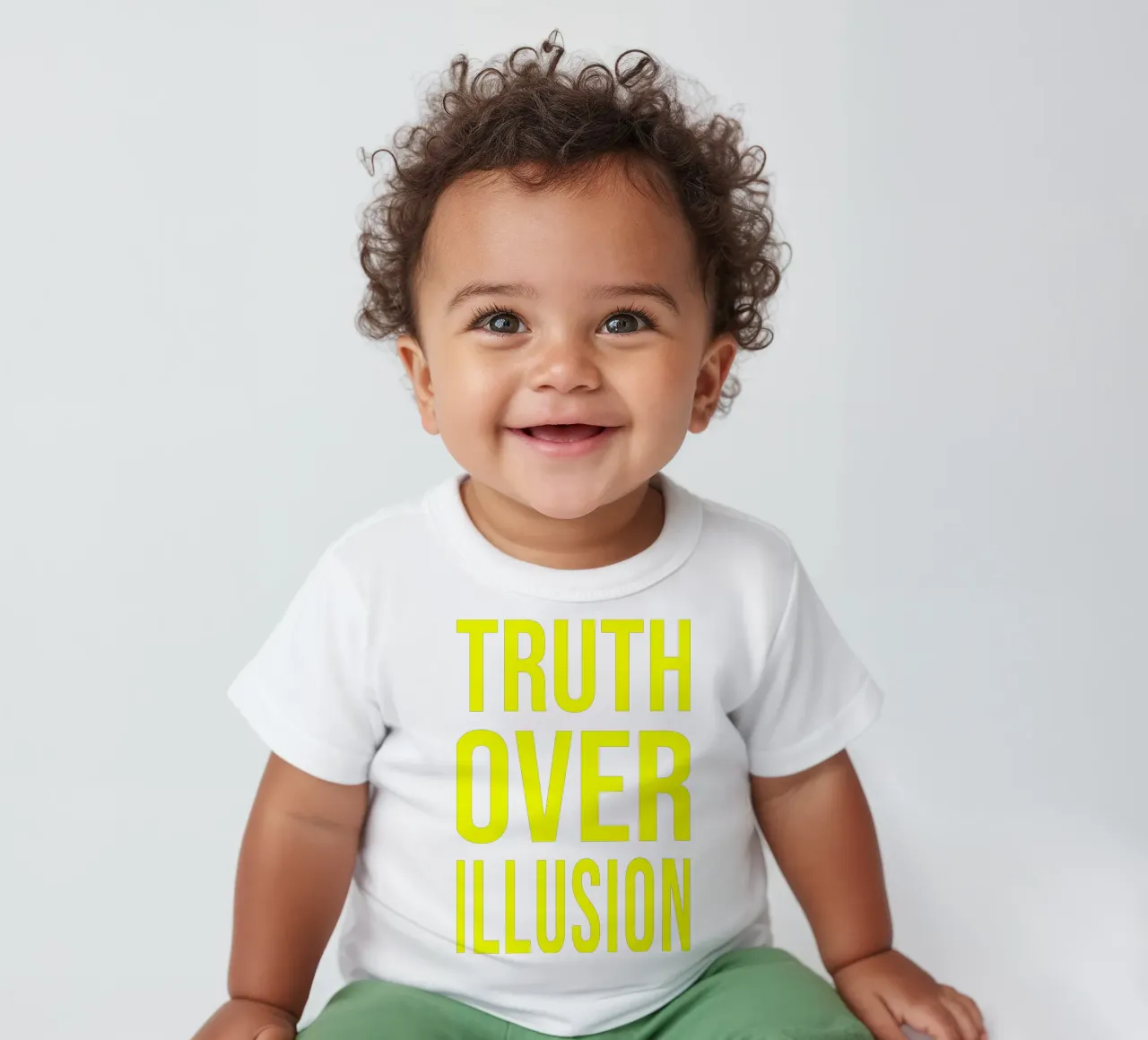 OVER series - bold letters, brave values (5 colors) maglietta neonato da FRICKE DESIGN