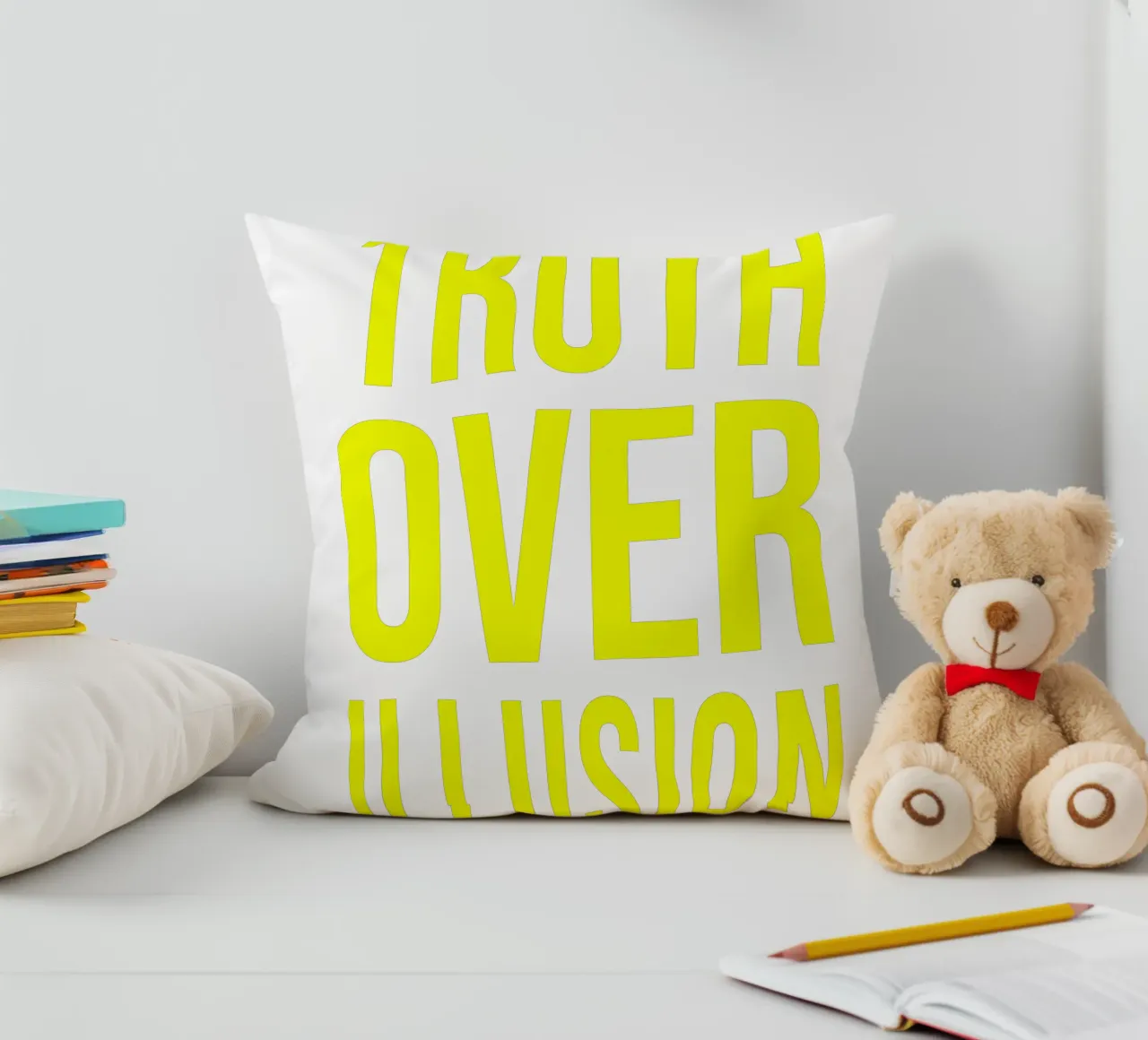 OVER series - bold letters, brave values (5 colors) cuscino da FRICKE DESIGN