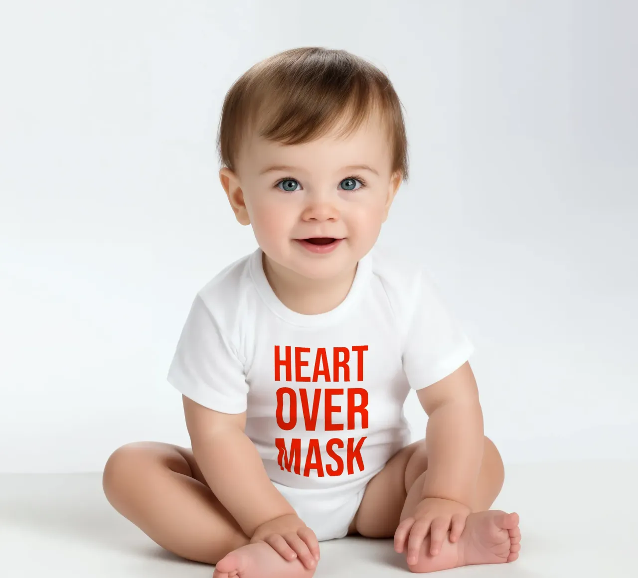OVER series- bold letters, brave values (5 colors) body neonato maniche corte da FRICKE DESIGN