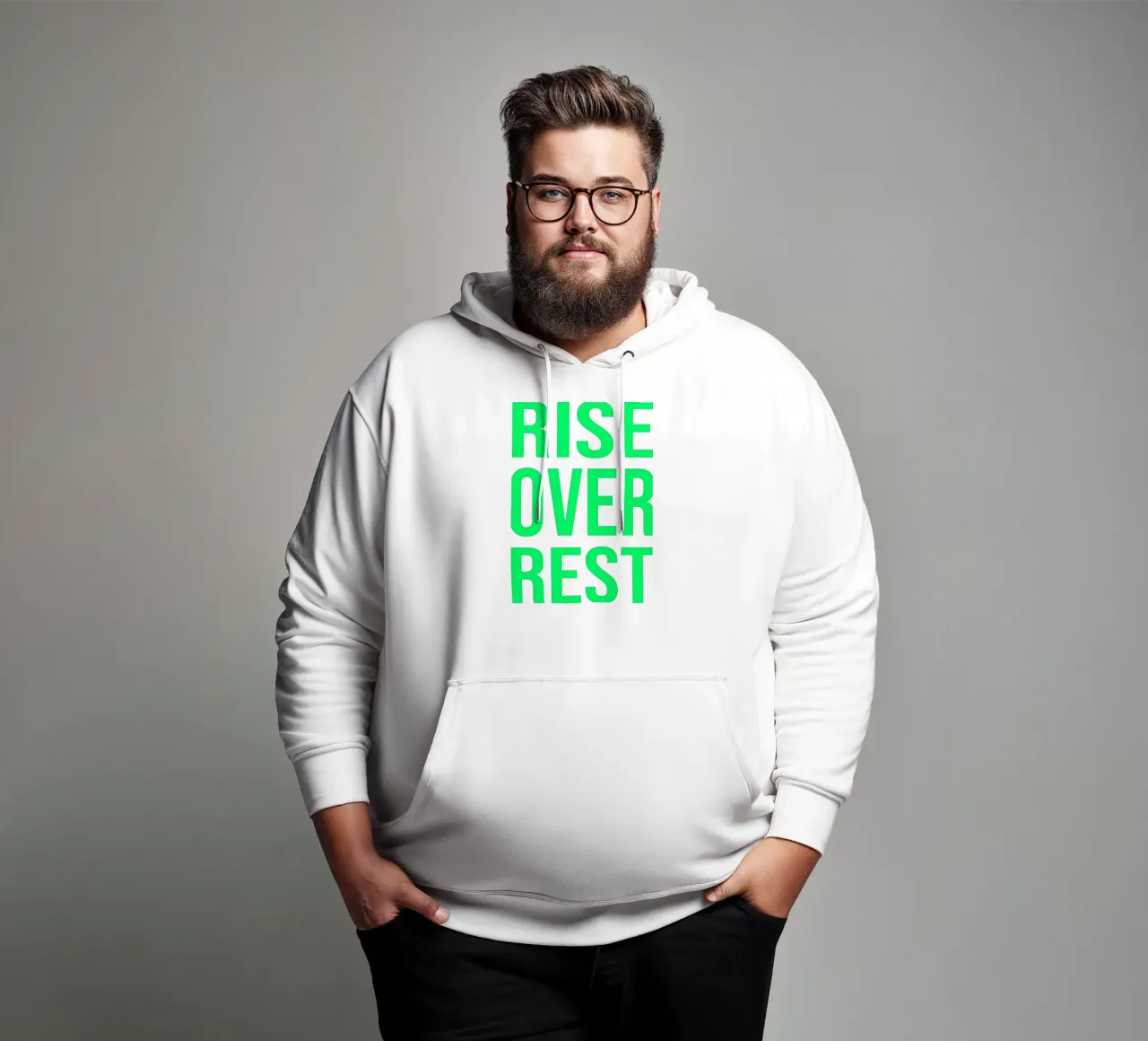 OVER series - bold letters, brave values (5 colors) felpa con cappuccio da FRICKE DESIGN