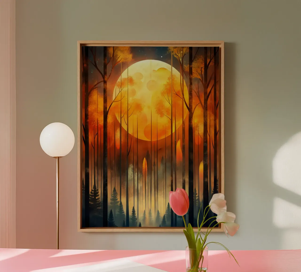 Incantevole luna d'autunno tela con Cornice a cassetta da Artistic-shop