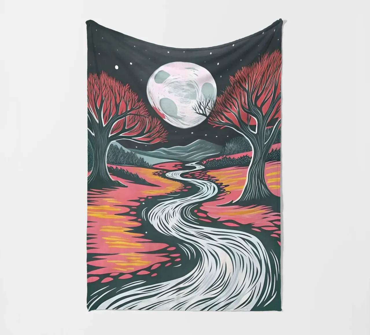 Fiume al chiaro di luna coperta in pile da Artistic-shop