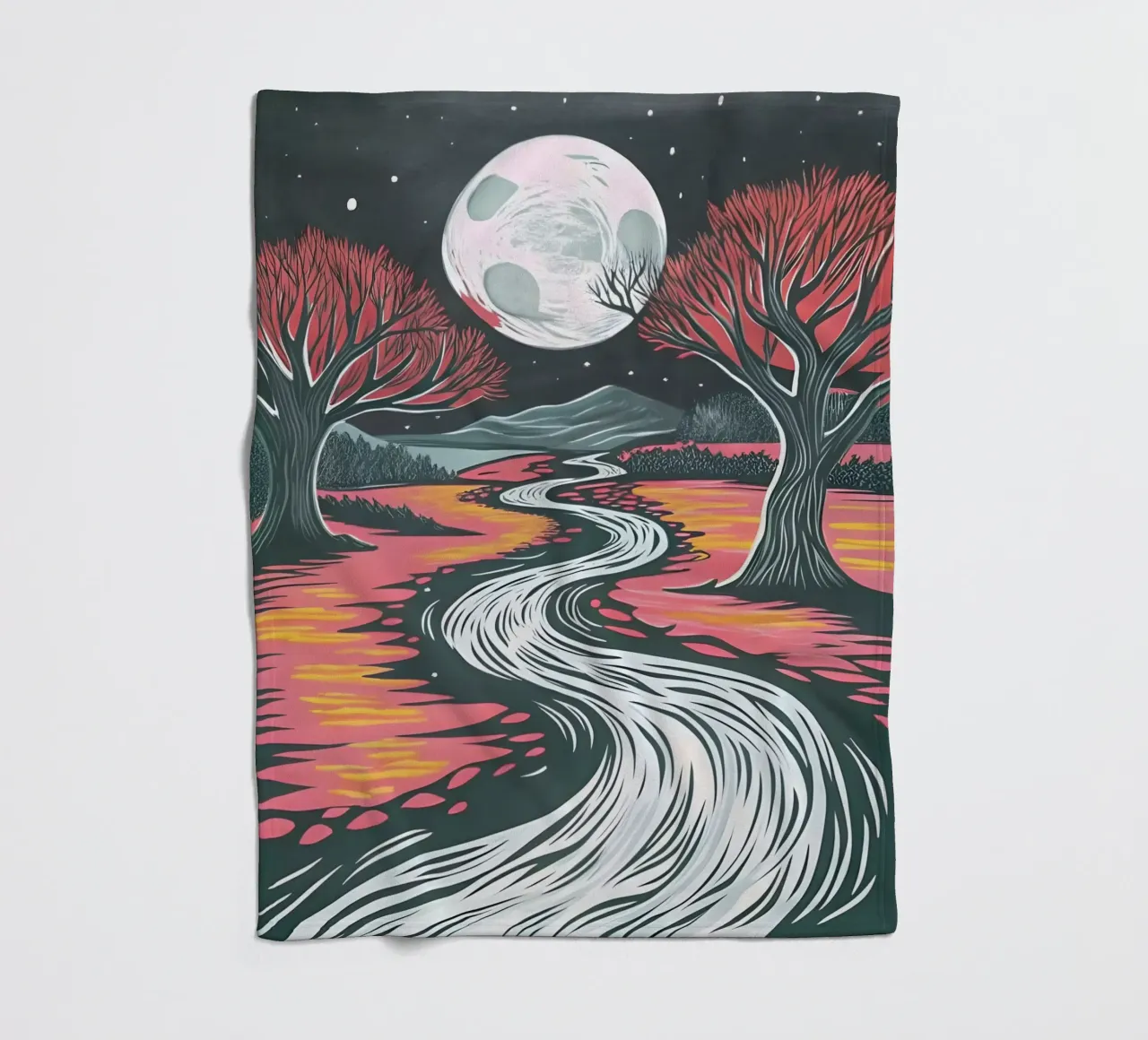 Fiume al chiaro di luna coperta in pile da Artistic-shop