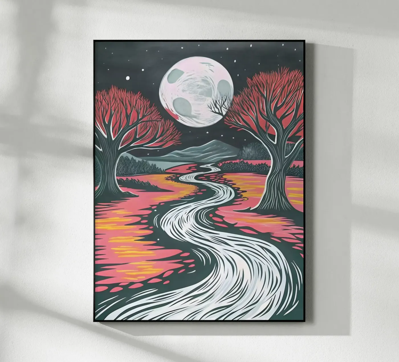 Moonlit River acryl van Artistic-shop