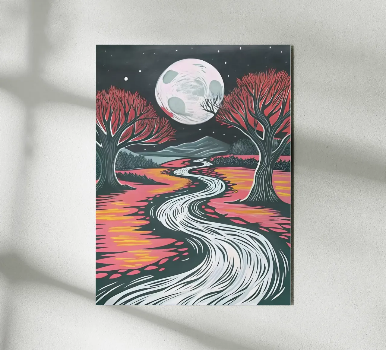 Fiume al chiaro di luna alluminio dibond da Artistic-shop