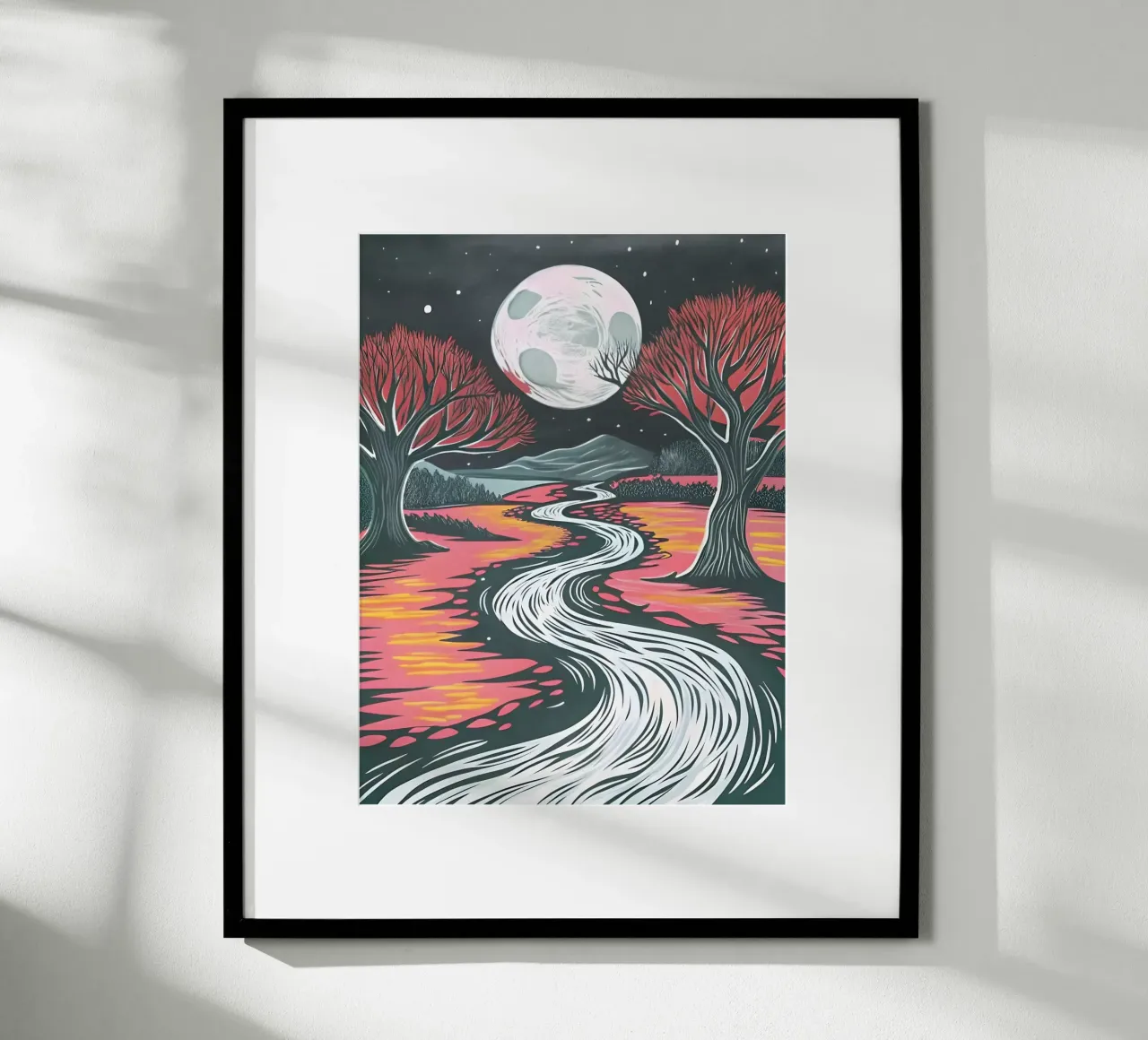 Fiume al chiaro di luna carta hahnemühle da Artistic-shop