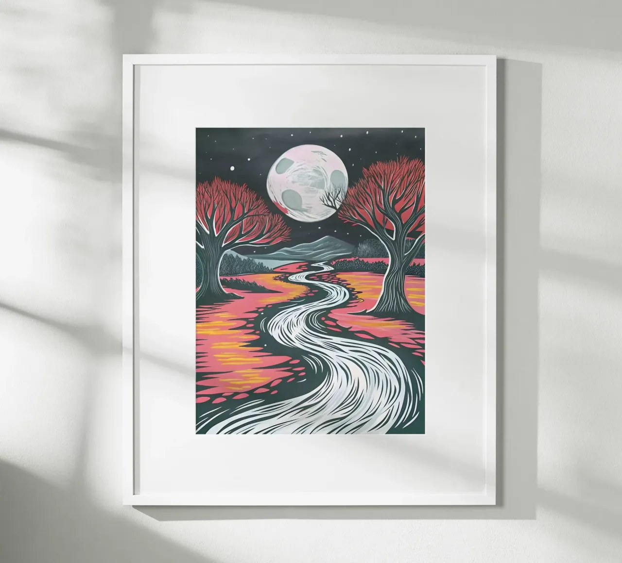 Fiume al chiaro di luna poster da Artistic-shop