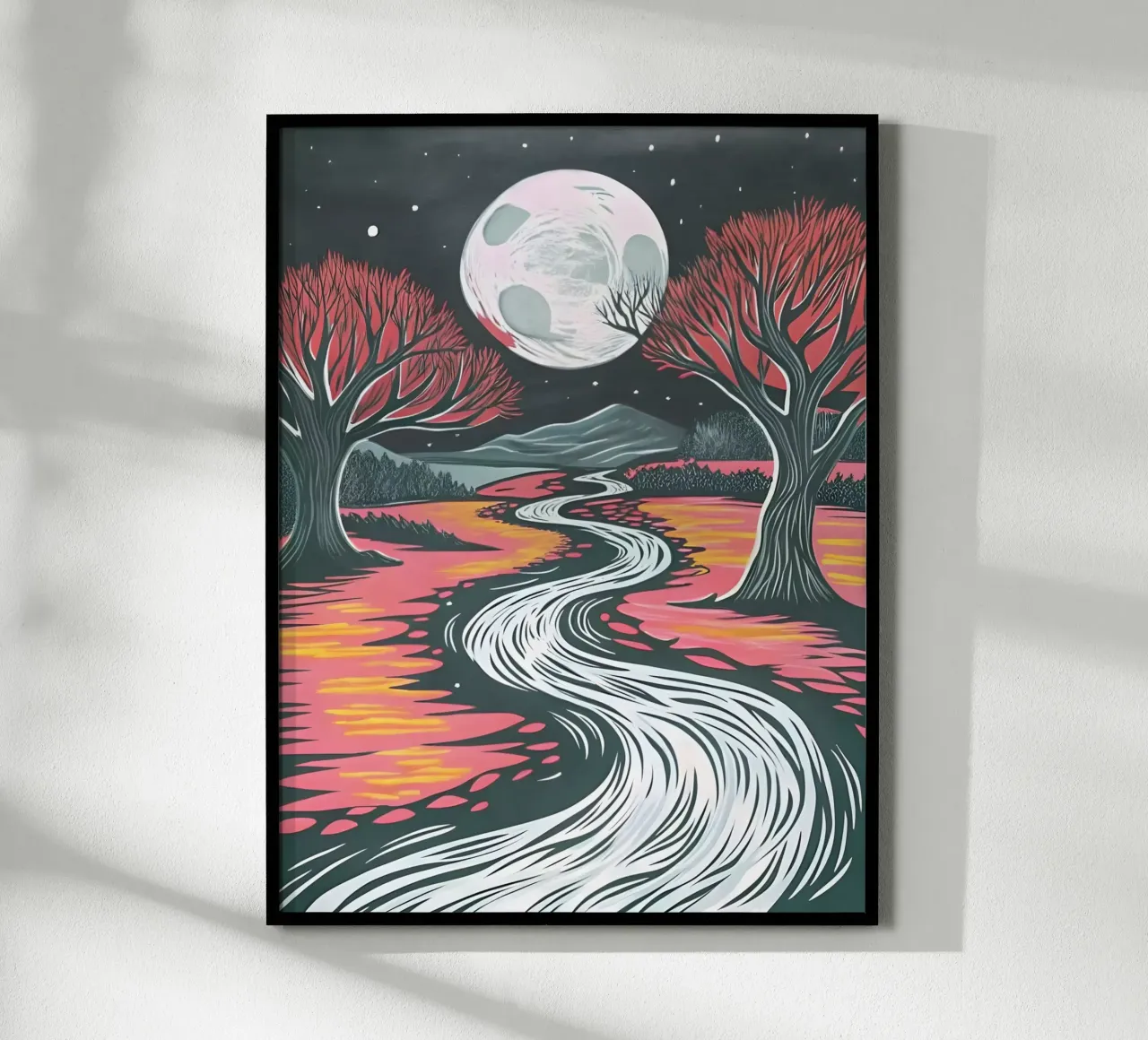 Fiume al chiaro di luna carta hahnemühle da Artistic-shop