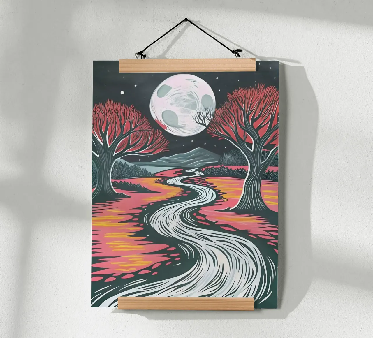 Fiume al chiaro di luna poster da Artistic-shop