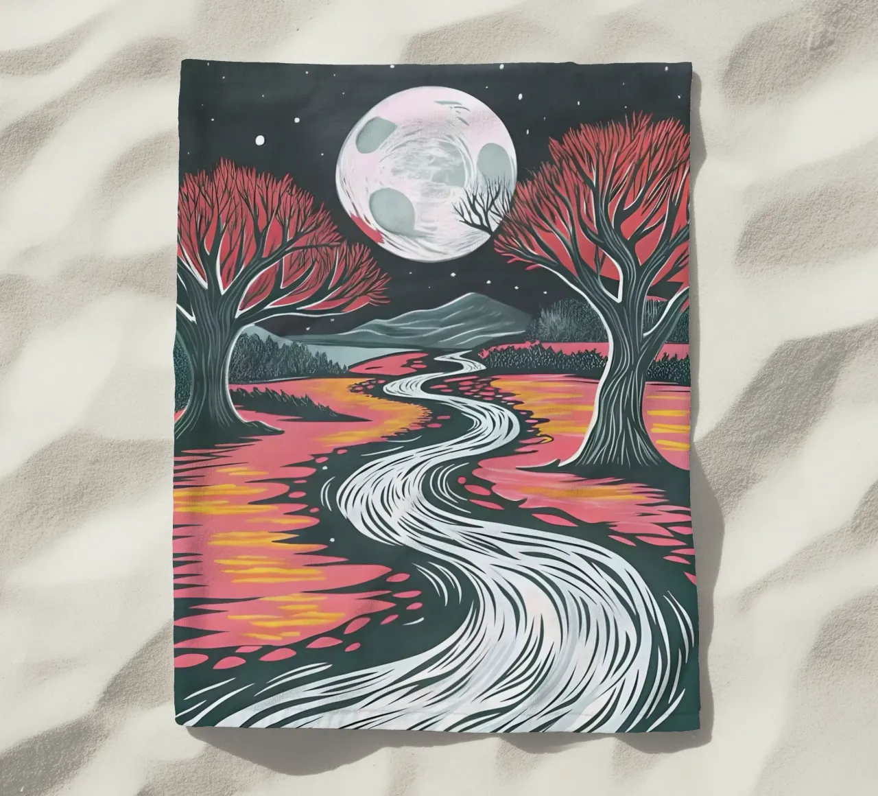 Fiume al chiaro di luna telo mare da Artistic-shop