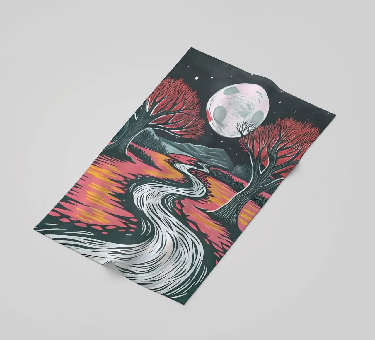 Fiume al chiaro di luna telo mare da Artistic-shop