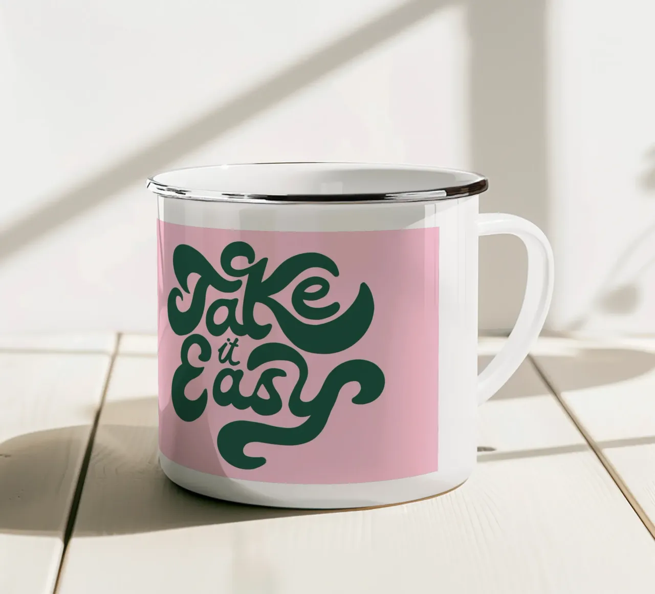 Take it easy emaille mok van Art House