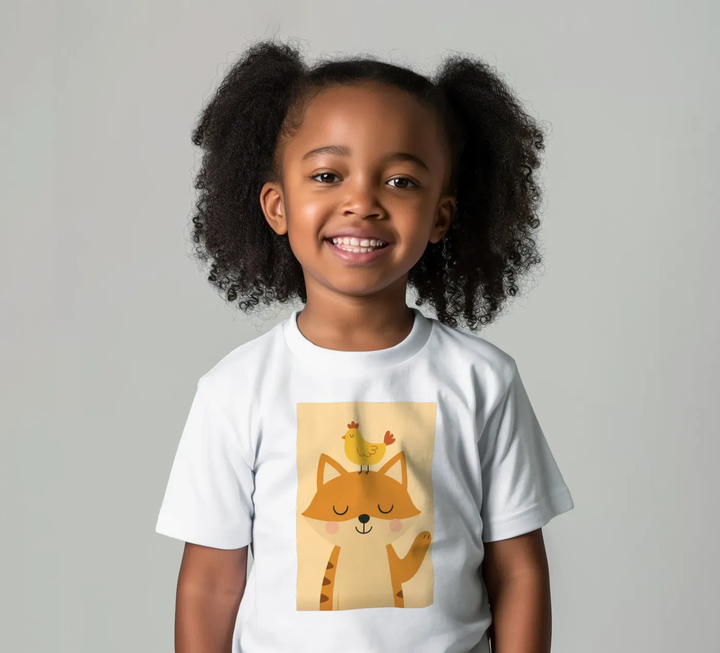 Fox and chicken kids t-shirt by PurePeachStudio