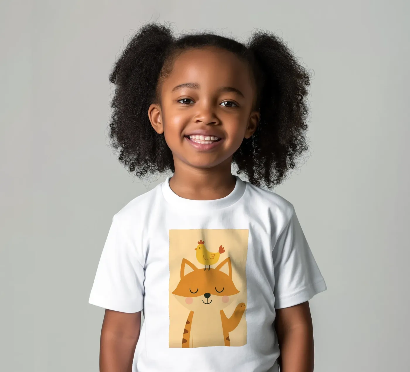 Fox and chicken kids t-shirt by PurePeachStudio