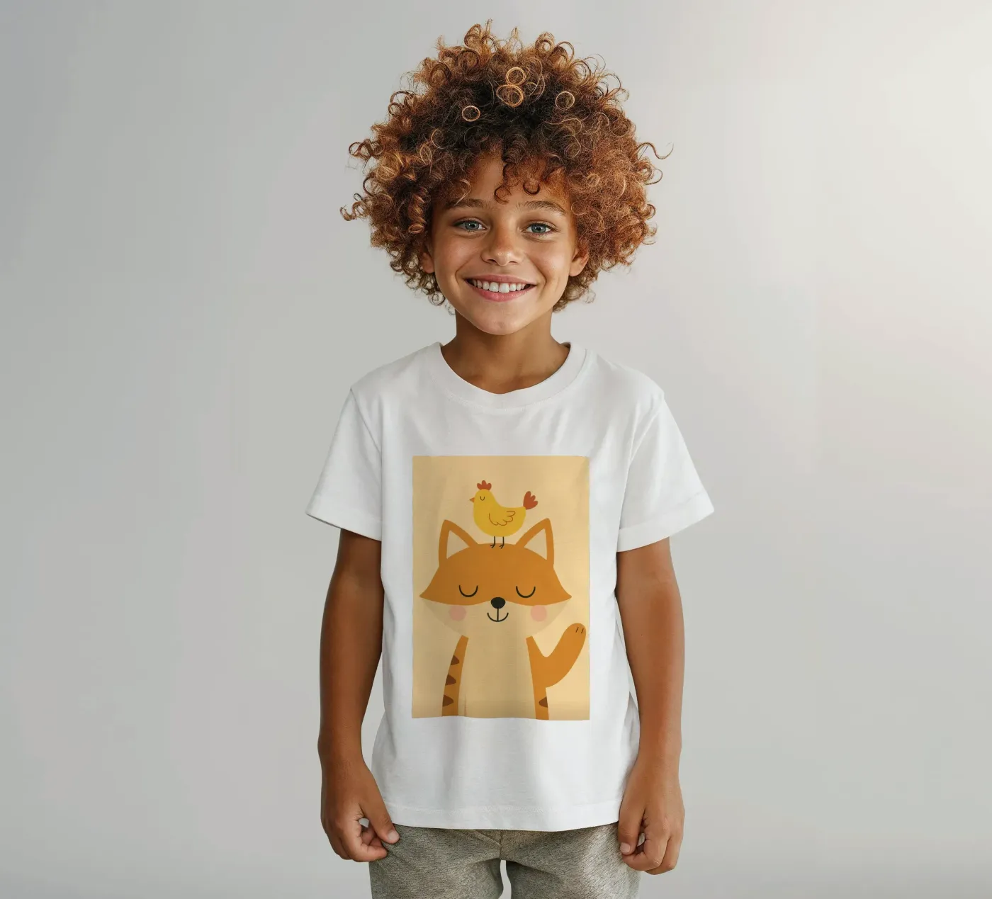 Fox and chicken kids t-shirt by PurePeachStudio