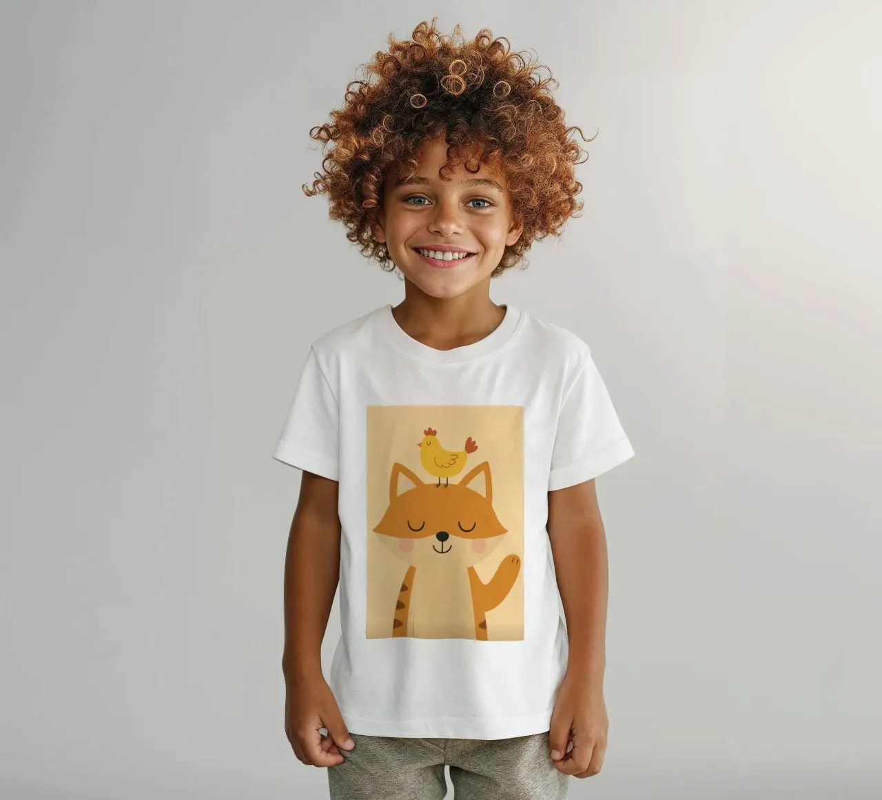 Volpe e pollo t-shirt bambini da PurePeachStudio