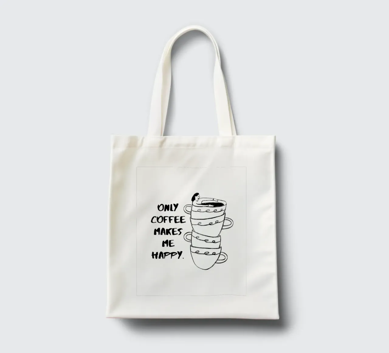 SOLO IL CAFFÈ MI RENDE FELICE. borsa in juta da ArtDesign by KBK