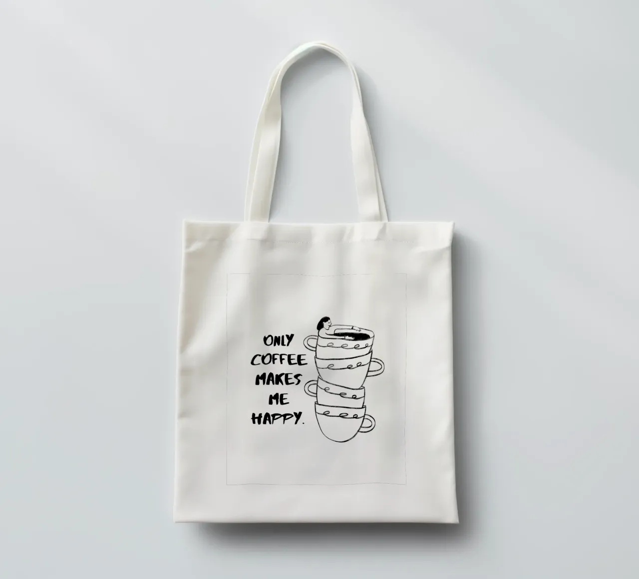 SOLO IL CAFFÈ MI RENDE FELICE. borsa in juta da ArtDesign by KBK