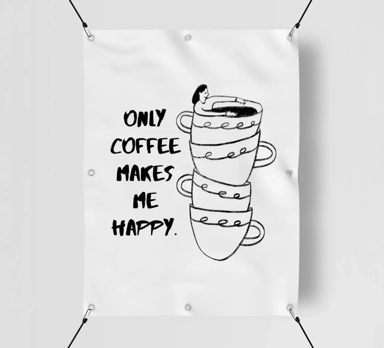 SOLO IL CAFFÈ MI RENDE FELICE. telo in pvc da ArtDesign by KBK
