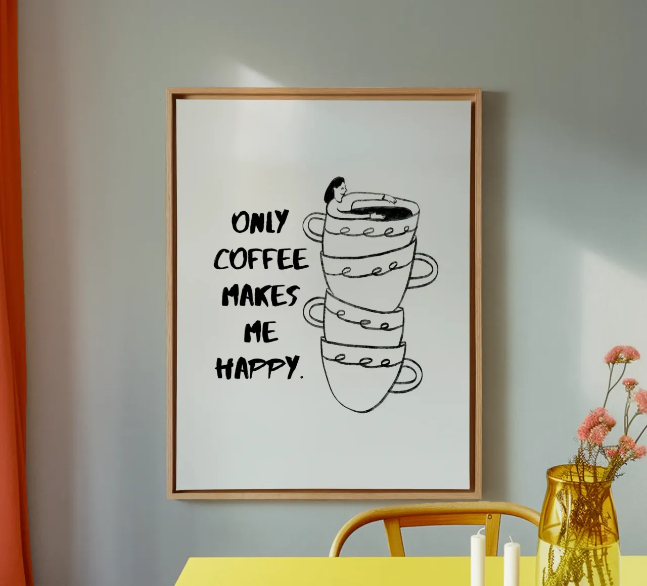 SOLO IL CAFFÈ MI RENDE FELICE. tela da ArtDesign by KBK