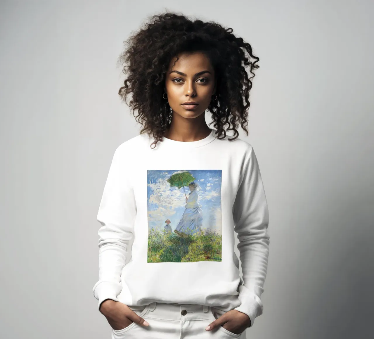 Claude Monet Donna con ombrellone felpa da Chérie Prints