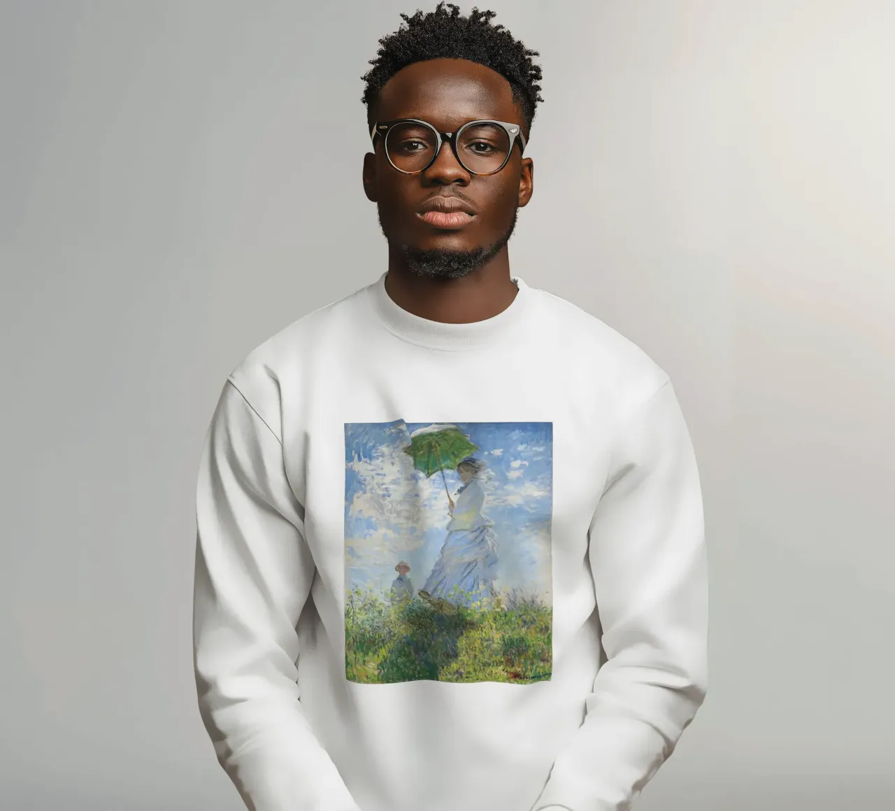 Claude Monet Donna con ombrellone felpa da Chérie Prints