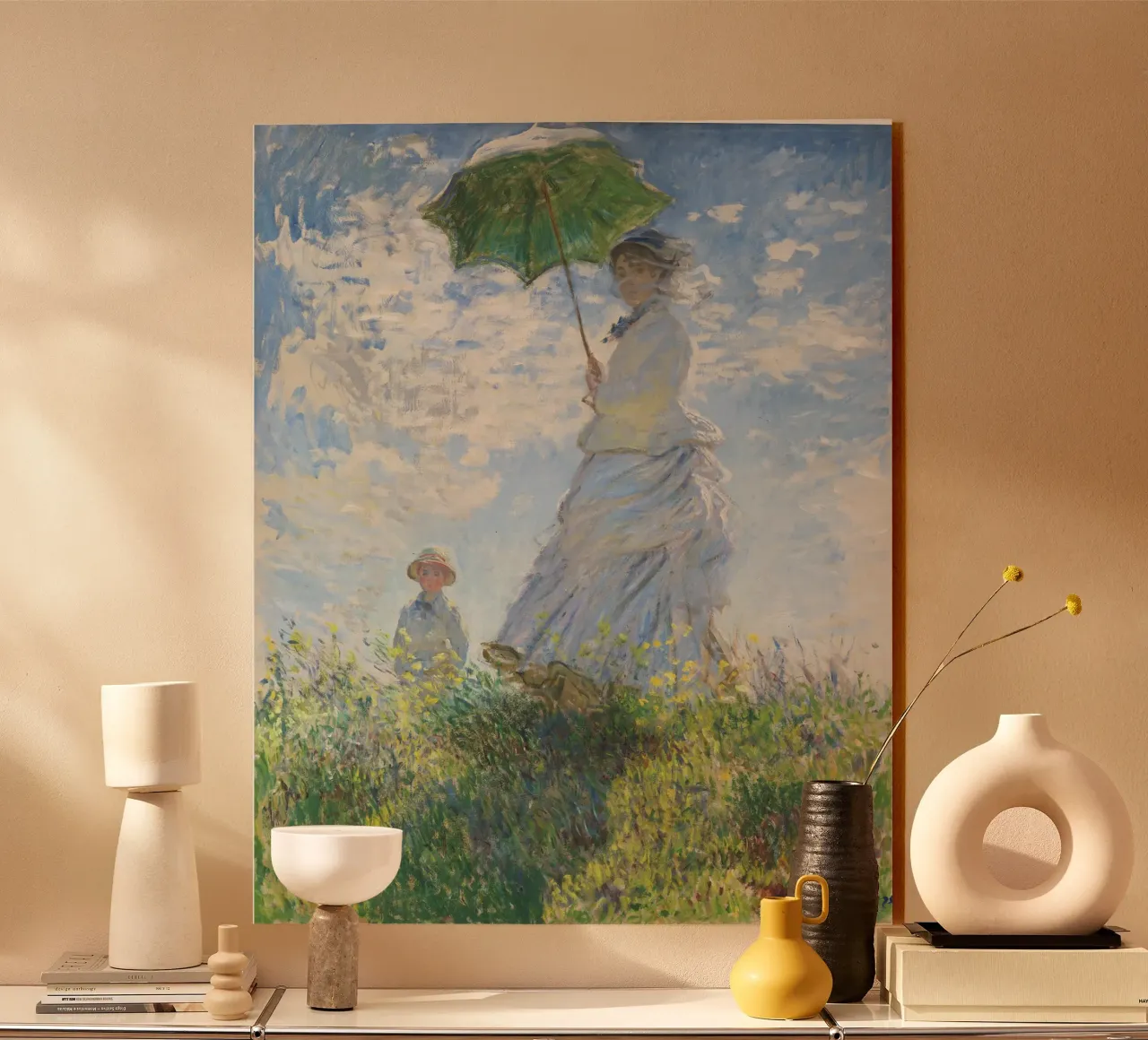 Claude Monet Donna con ombrellone plexiglass da Chérie Prints