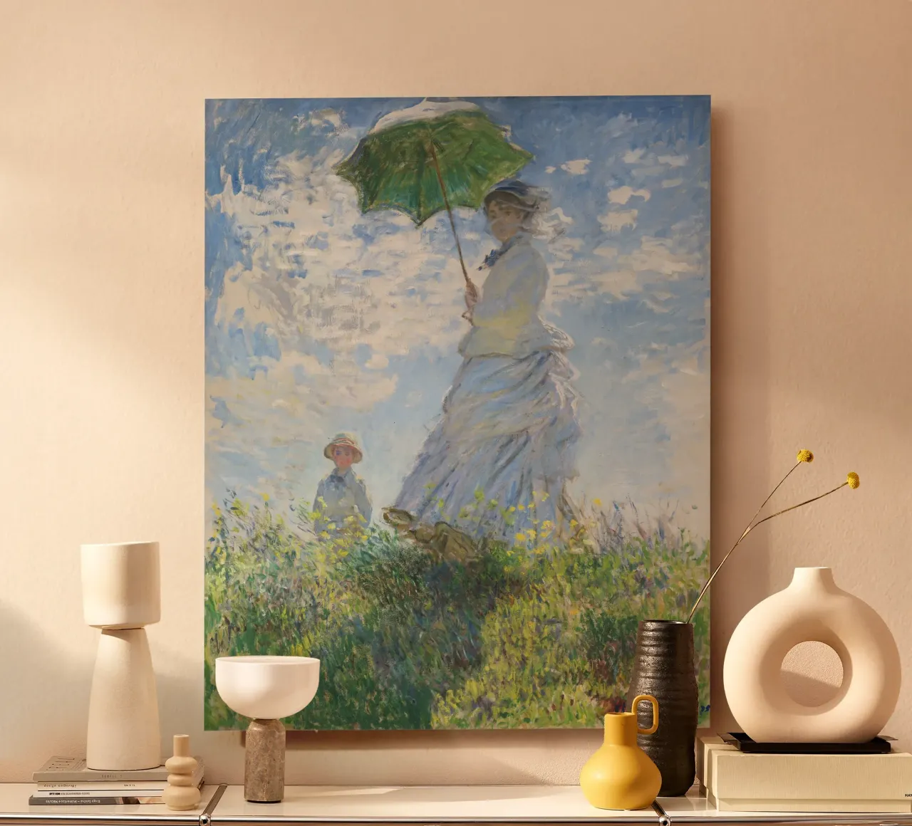 Claude Monet Donna con ombrellone alluminio dibond da Chérie Prints